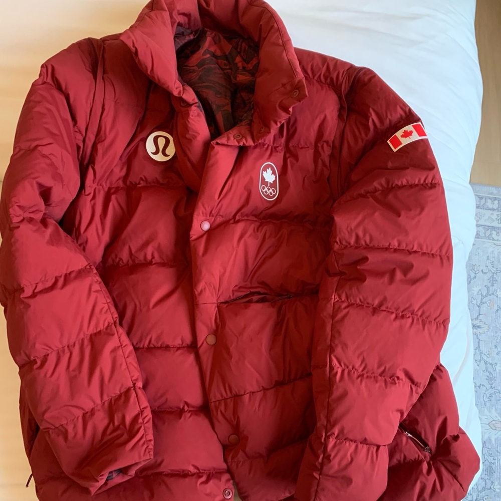 Lululemon Athletica Red Puffer Jacket for Cold Weather
